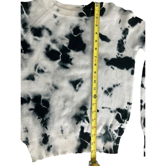 JOHN+JENN Tie Dye Knit Sweater Womens XS Black White Crewneck Long Sleeve Cotton - Picture 6 of 8